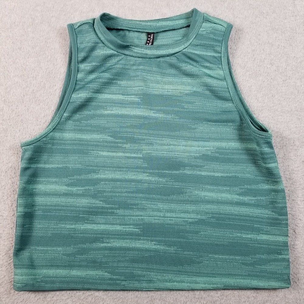 Tokyo Talkies Urban Crop Tank Top Women M Medium Green Space Dye Sleeveless Gym